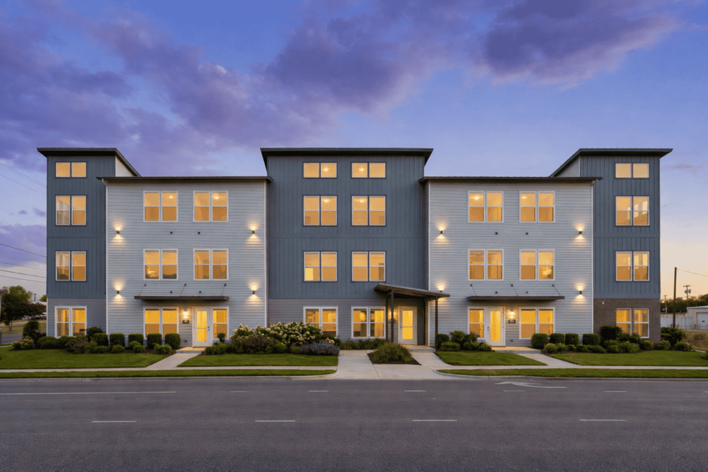 Rendering of exterior building at the Exchange Apartments in Waco, Texas.