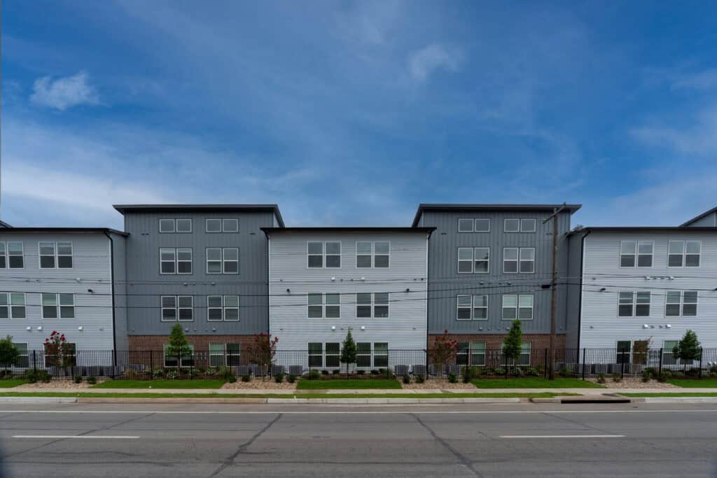 The Exchange Apartments exterior view.